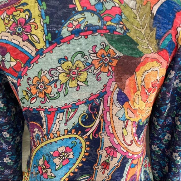 AMMA Made in LA 3/4 Sleeve Floral Print Flare  Dress Sz S 70’s Style Hippie Boho - Picture 10 of 10